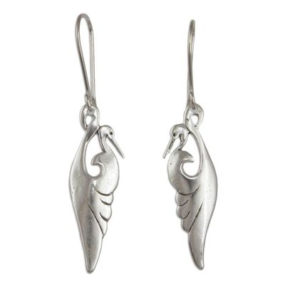Alternate image for Sterling Silver Heron Bird Button Earrings from Mexico Graceful Herons