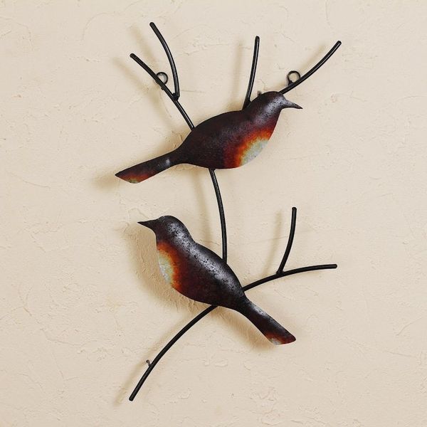 Alternate image for Handmade Metal Wall Art of Birds on Branches Pair of Sparrows