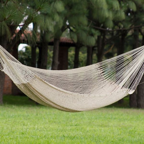Alternate image for Hand Crafted Off White Cotton Mayan Hammock Single Caribbean Beach