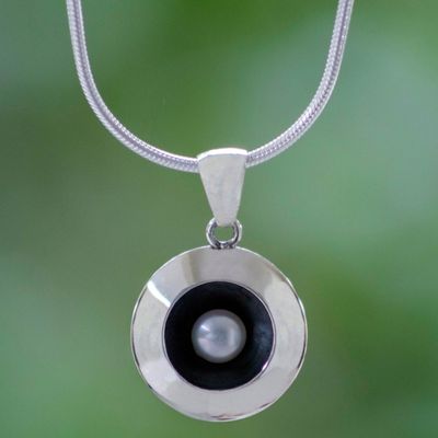 Alternate image for Taxco Silver Necklace with Cultured Pearl Moon Intrigue