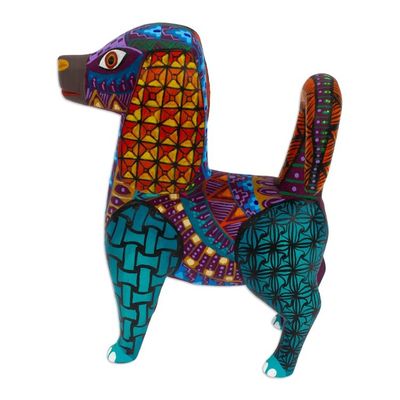 Alternate image for Colorful Wood Alebrije Dog Figurine Hand-Painted in Mexico Multicolored Dog