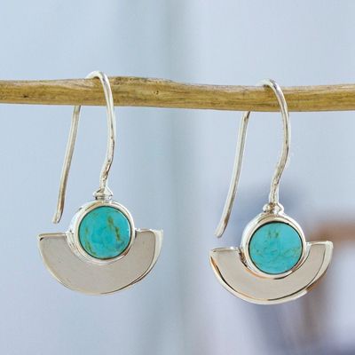 Alternate image for Taxco Sterling Silver and Natural Turquoise Drop Earrings Sweet Equilibrium