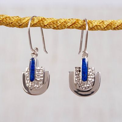 Alternate image for Taxco Lapis Lazuli Dangle Earrings from Mexico Huipil Style