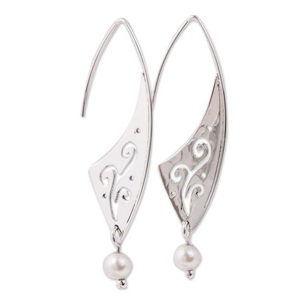 Alternate image for Swirl Pattern Cultured Pearl Dangle Earrings from Mexico Swirling Magnificence