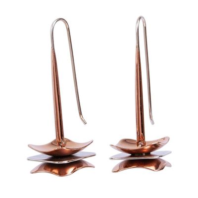 Alternate image for Layered Sterling Silver and Copper Dangle Earrings Between Layers