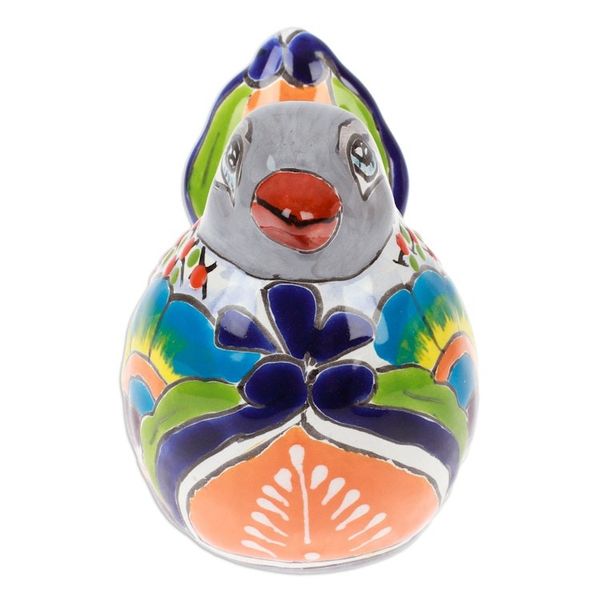 Alternate image for Bird-Themed Hacienda Painted Ceramic Figurine in Grey Chants from the Hacienda