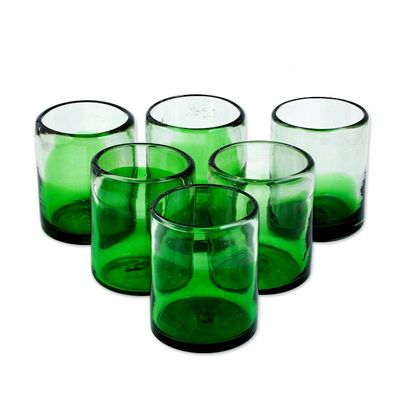 Alternate image for Ombre Green Handblown Juice Glasses Set of 6 Jalisco Green