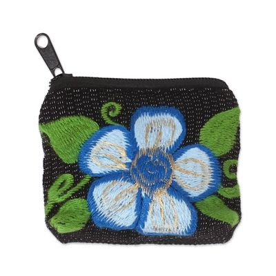 Alternate image for Floral Embroidered Cotton Coin Purse from Mexico Exalted Flower