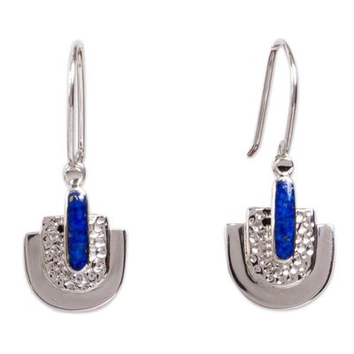 Alternate image for Taxco Lapis Lazuli Dangle Earrings from Mexico Huipil Style