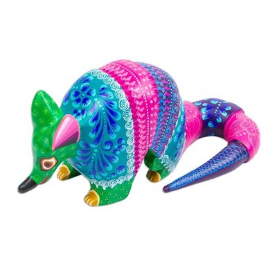 Alternate image for Hand-Painted Folk Art Alebrije Figurine Bright Armadillo