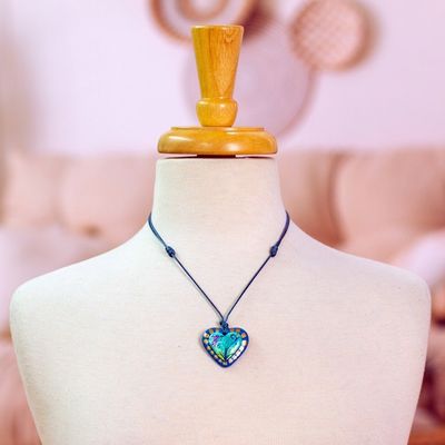 Alternate image for Papier Mache Hummingbird Pendant Necklace from Mexico Hummingbird Embrace