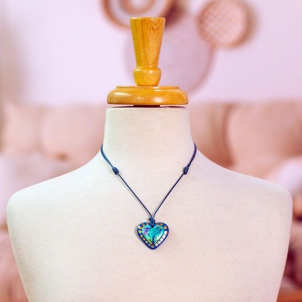 Alternate image for Papier Mache Hummingbird Pendant Necklace from Mexico Hummingbird Embrace