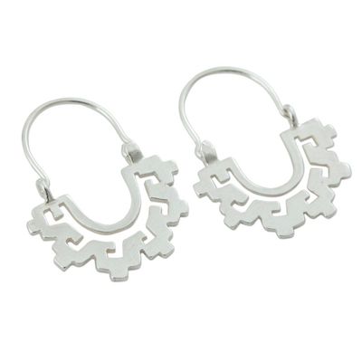 Alternate image for Collectible Sterling Silver Hoop Earrings Magical Mitla