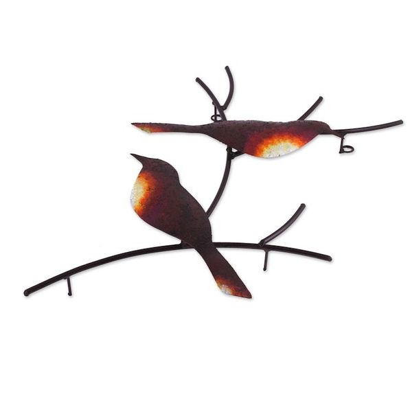 Alternate image for Handmade Metal Wall Art of Birds on Branches Pair of Sparrows