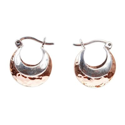 Alternate image for Hoop Earrings with Sterling Silver and Copper Taxco Mix
