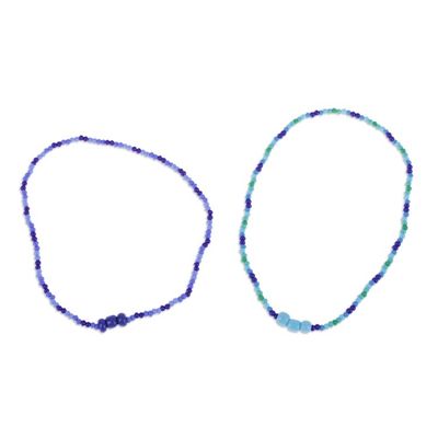 Alternate image for Set of Two Blue and Turquoise Glass Beaded Stretch Bracelets Refreshing Euphoria