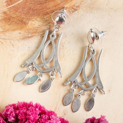 Alternate image for Signed Handcrafted Mexican Silver Chandelier Earrings Castillo de Miravalle