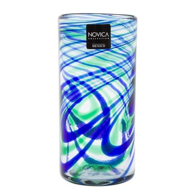 Alternate image for Set of 6 Hand Made Blown Glass Mexican Highball Glasses Elegant Energy