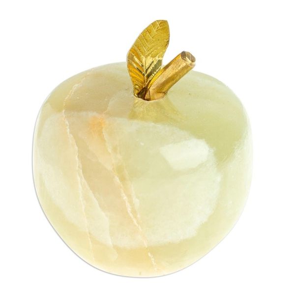 Alternate image for Onyx and Brass Apple Sculpture from Mexico Eris Apple