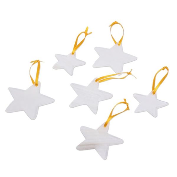 Alternate image for Set of 6 Natural Onyx Star Ornaments Handcrafted in Mexico Star of the East