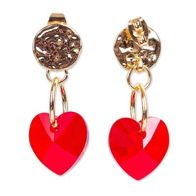 Alternate image for Swarovski Crystal Gold Plated Red Heart Earrings from Mexico Deep Love