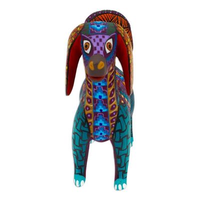 Alternate image for Colorful Wood Alebrije Dog Figurine Hand-Painted in Mexico Multicolored Dog