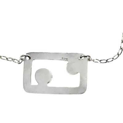 Alternate image for Modern Peridot and Garnet Necklace in Sterling Silver Adrift
