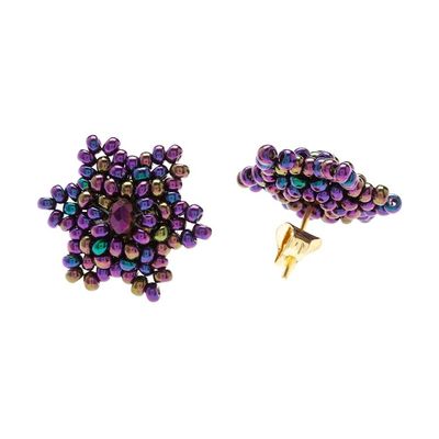 Alternate image for Star-shaped Beaded Button Earrings Handcrafted in Mexico Litmus Star