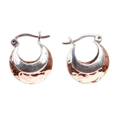 Alternate image for Hoop Earrings with Sterling Silver and Copper Taxco Mix