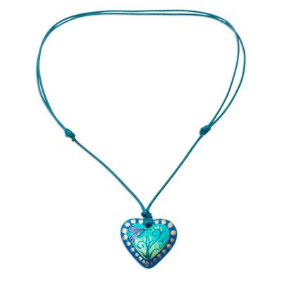 Alternate image for Papier Mache Hummingbird Pendant Necklace from Mexico Hummingbird Embrace