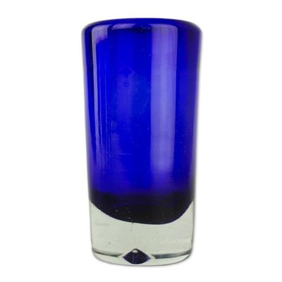 Alternate image for Set of 6 Blue Hand Blown Mexican Tequila Shot Glasses Pure Cobalt