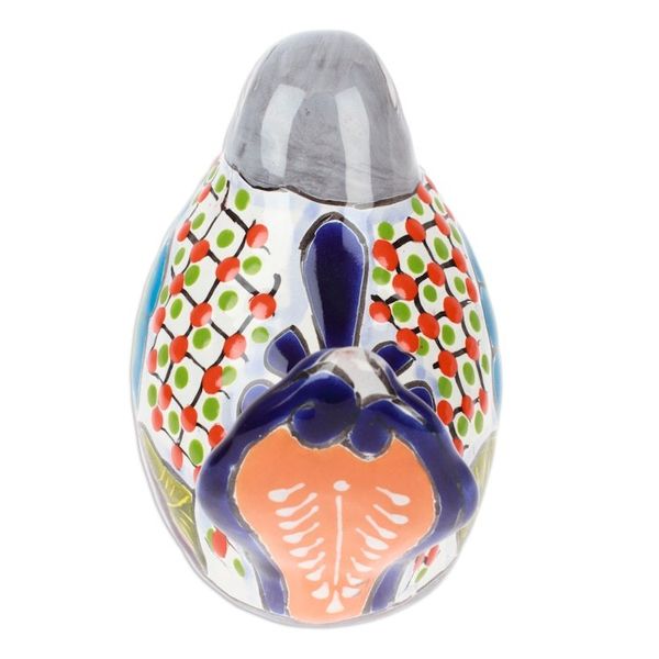 Alternate image for Bird-Themed Hacienda Painted Ceramic Figurine in Grey Chants from the Hacienda
