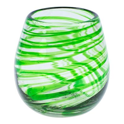 Alternate image for Set of 2 Green Handblown Eco-Friendly Stemless Wine Glasses Forest Whirlpool