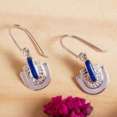 Alternate image for Taxco Lapis Lazuli Dangle Earrings from Mexico Huipil Style
