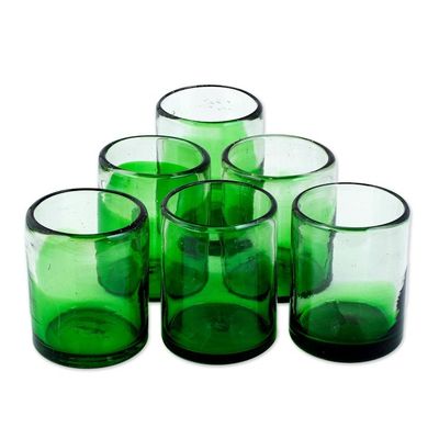 Alternate image for Ombre Green Handblown Juice Glasses Set of 6 Jalisco Green