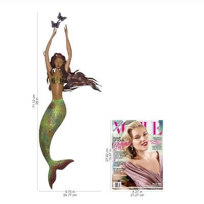 Alternate image for Hand Made Mermaid and Butterfly Iron Wall Sculpture Mermaid with Butterflies
