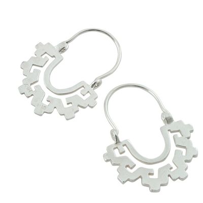 Alternate image for Collectible Sterling Silver Hoop Earrings Magical Mitla