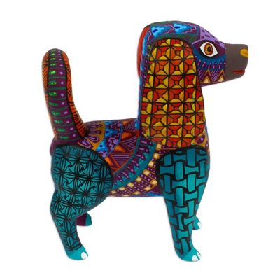 Alternate image for Colorful Wood Alebrije Dog Figurine Hand-Painted in Mexico Multicolored Dog