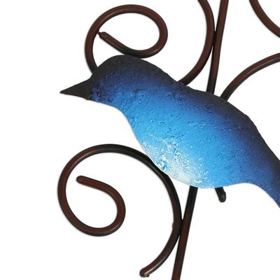 Alternate image for Handmade Steel Wall Sculpture of a Bird Couple from Mexico Promised Birds