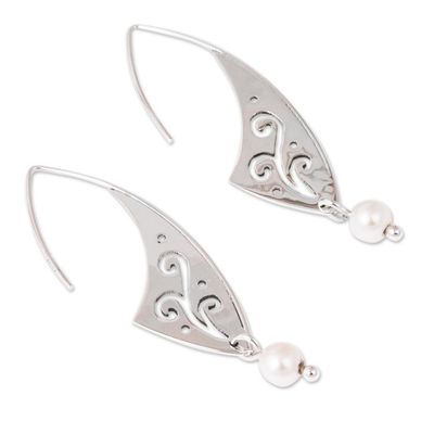 Alternate image for Swirl Pattern Cultured Pearl Dangle Earrings from Mexico Swirling Magnificence