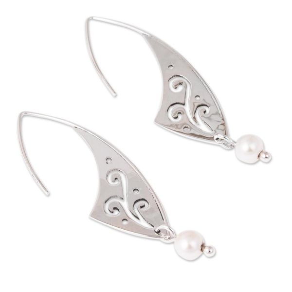 Alternate image for Swirl Pattern Cultured Pearl Dangle Earrings from Mexico Swirling Magnificence