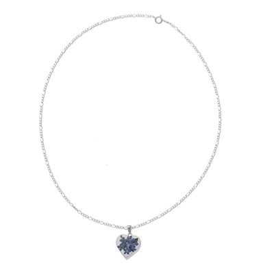 Alternate image for Natural Flower Forget-Me-Not Heart Necklace from Mexico Forget-Me-Not Heart