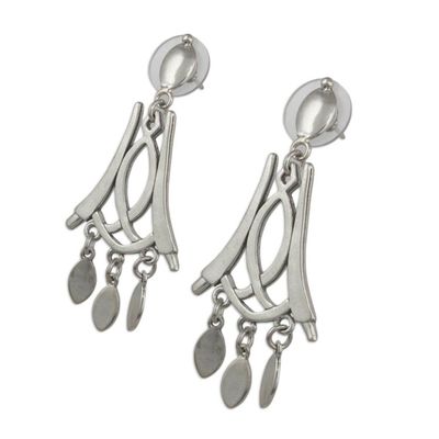 Alternate image for Signed Handcrafted Mexican Silver Chandelier Earrings Castillo de Miravalle