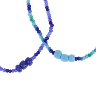Alternate image for Set of Two Blue and Turquoise Glass Beaded Stretch Bracelets Refreshing Euphoria