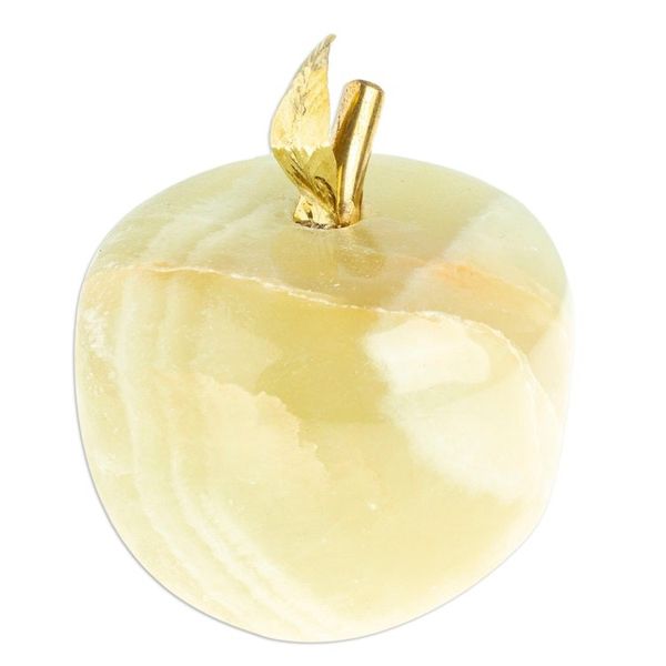 Alternate image for Onyx and Brass Apple Sculpture from Mexico Eris Apple