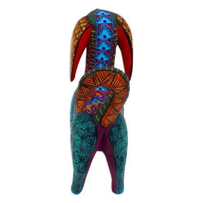 Alternate image for Colorful Wood Alebrije Dog Figurine Hand-Painted in Mexico Multicolored Dog