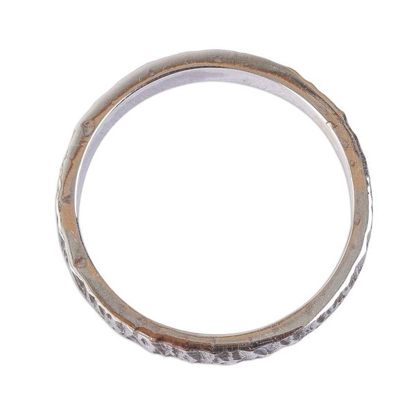 Alternate image for Textured Unisex Silver 950 Band Ring Rough and Smooth