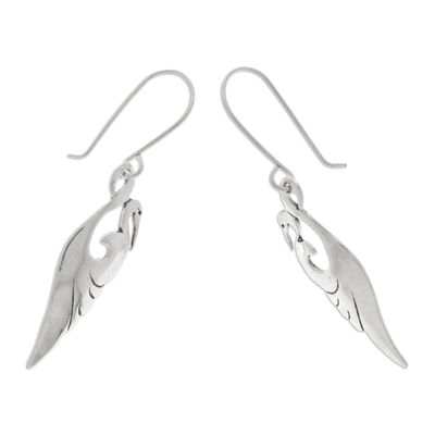 Alternate image for Sterling Silver Heron Bird Button Earrings from Mexico Graceful Herons