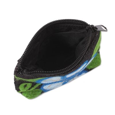 Alternate image for Floral Embroidered Cotton Coin Purse from Mexico Exalted Flower