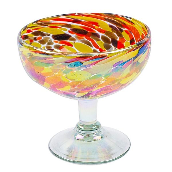 Alternate image for Set of 4 Multicolor Handblown Cocktail Glasses from Mexico Intense Celebration